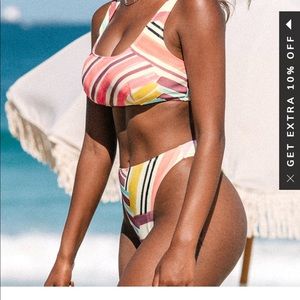 Cupshe NWT Medium Cross The Line Bralette And Extra Cheeky High Waist Set